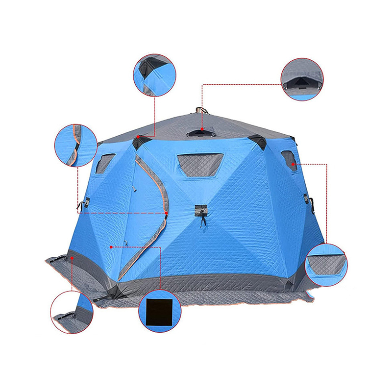 Gran carpa de pesca de hielo de marco de fibra de vidrio de cinco lados